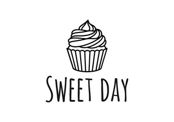 Sweet day cupcake illustration isolated on white background