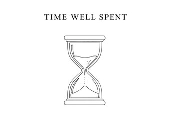 Time well spent hourglass illustration isolated on white background