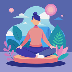 Person Meditating for Mental Well-being Vector Illustration
