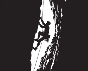 Determined climber scales challenging rock face with strength