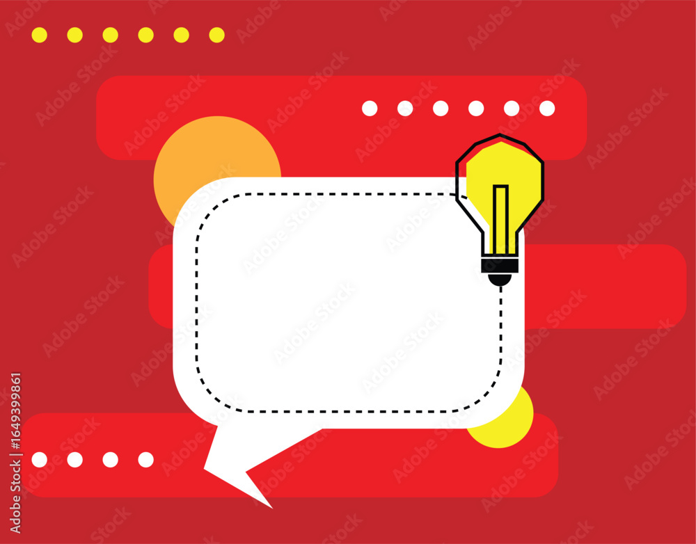 Poster announcement speech bubble with abstract light bulb flat style. graphic design elements and resource
