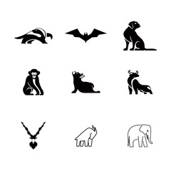 Silhouette Icons of Animals, Modern Minimalist