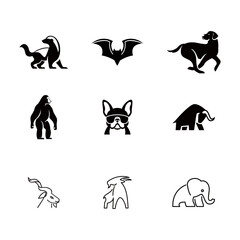 Minimalist Animal Icon Set in Black and White