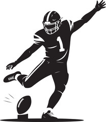 Naklejka premium Dynamic football player kicking ball, action silhouette