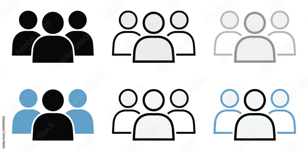 Poster vector art of diverse group of people icons isolated on white background a versatile set of vector g