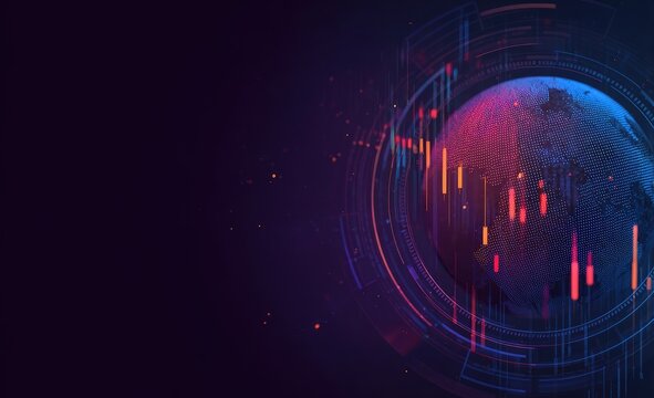 Digital Earth with glowing data overlays