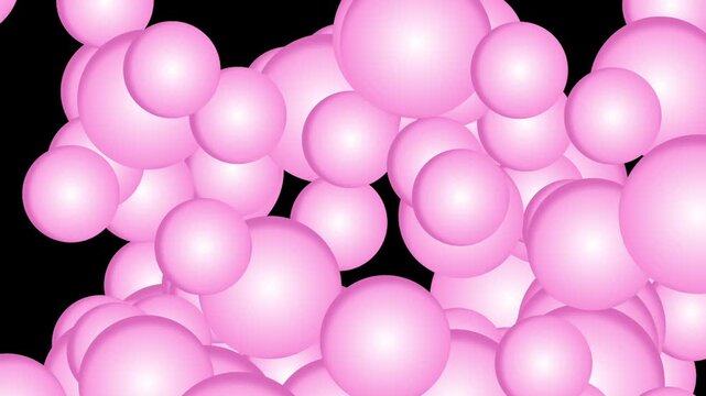 Bouncing Pink Spheres on a Black Background Animation. Bouncing Spheres Motion background