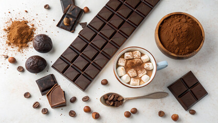 Overhead-image-of-a-chocolate-lover-s-spread-dark chocolate
