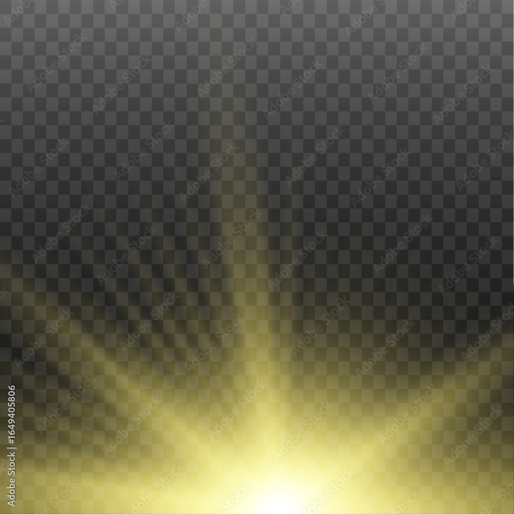 Poster sunlight special lens flash light effect on transparent background. bright flash effect with rays an