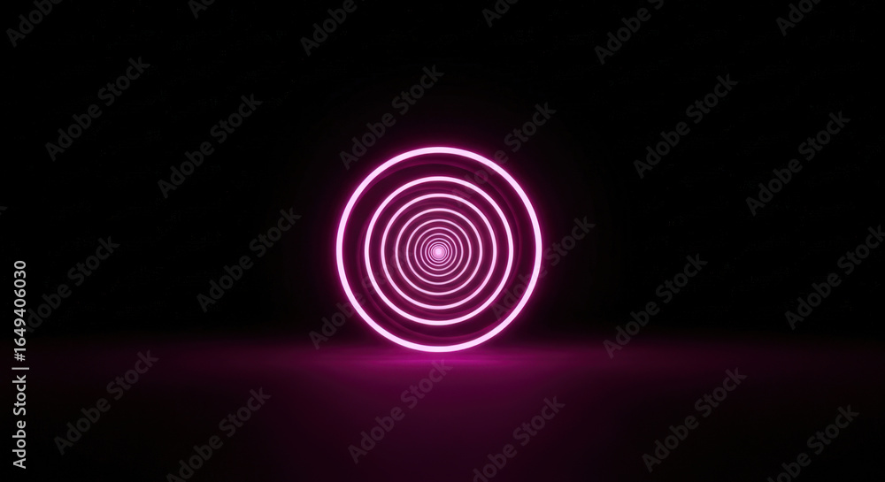 Poster radiant rings a mesmerizing display of concentric neon circles glowing in a dark void creating a hyp