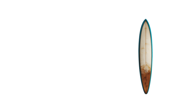 Vintage surfboard with a cool retro vibe ready for summer beach adventures and surf lifestyle designs isolated on white background 