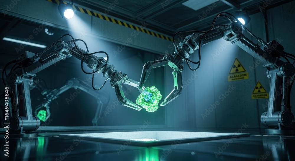 Aufkleber remotecontrolled dexterous manipulators extracting radioactive waste materials within a containment 