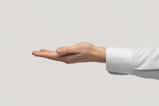 Open human hand palm up, isolated on white background, offering or receiving something