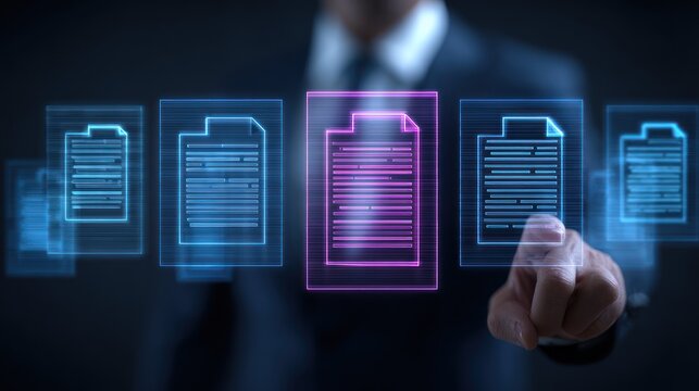 Digital documents displayed on interface