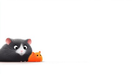 Cute cartoon hamster and small orange pet with friendly expression