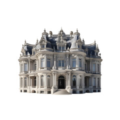 Fototapeta premium Ornate french chateau architecture isolated on transparent background