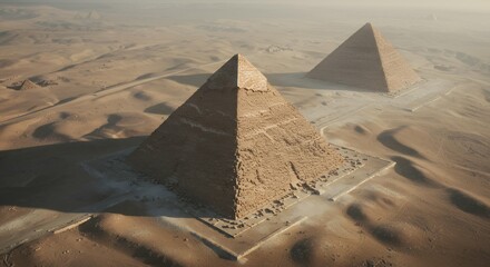 Great Pyramid of Giza with preserved white limestone capstone showing ancient Egyptian architectural precision and surrounding mortuary temple ruins aerial