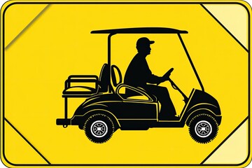 Silhouette of a golf cart on a yellow sign
