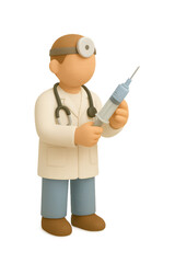 Faceless 3D Doctor Character with Syringe Medical Healthcare Icon