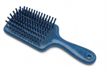 Isolated blue hairbrush on a transparent background, ideal for beauty, haircare, and hygiene projects