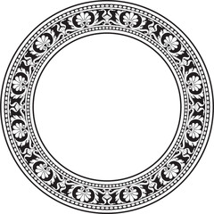 Vector monochrome black round classic renaissance ornament. Circle, ring european border, revival style frame.

