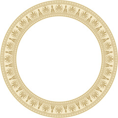 Vector gold round classical Greek ornament. European ornament. Border, frame, circle, ring Ancient Greece, Roman Empire.
