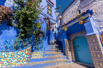 Street in Chefchaouen city, Morocco 
