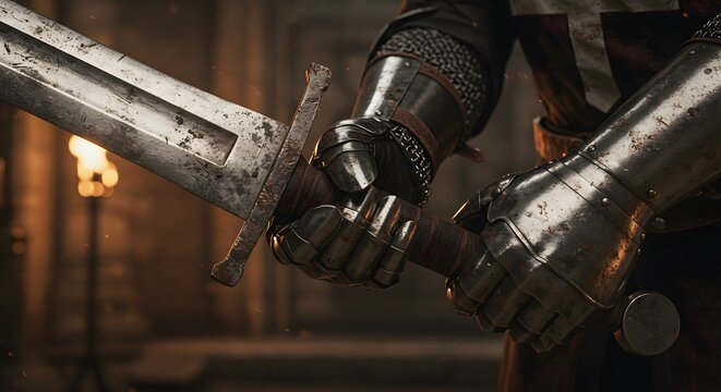 medieval knight with armour - Powered by Adobe