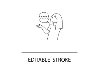 Person speaking with wavy lines in speech bubble conveying ideas or messages, perfect for communication concepts/