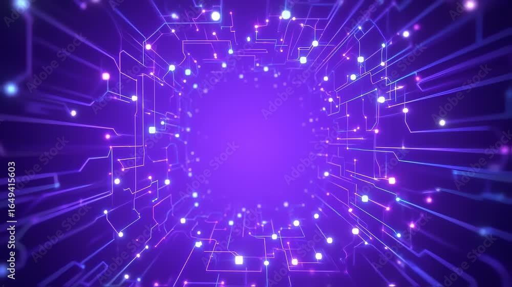 Aufkleber abstract technology tunnel with glowing circuit board lines and data flow effect