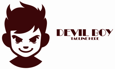Devil boy icon. Devil boy vector illustration, devil boy logo design, silhouette vector logo of a mischievous little boy with a devilish smirk