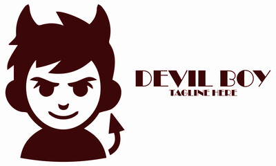 Devil boy icon. Devil boy vector illustration, devil boy logo design, silhouette vector logo of a mischievous little boy with a devilish smirk