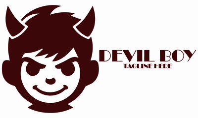 Devil boy icon. Devil boy vector illustration, devil boy logo design, silhouette vector logo of a mischievous little boy with a devilish smirk