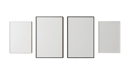 set of four posters mock up, blank minimalistic background, artwork template
