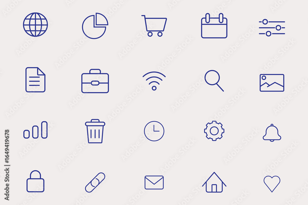 Fototapete universal web and mobile app ui line icon set. vector symbols for user interface design