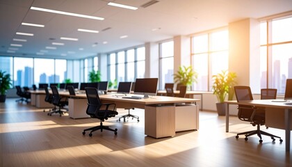 ソフトフォーカス　ぼやけたオフィスの背景画像