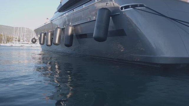 view of mega yacht in kefalonia, greece