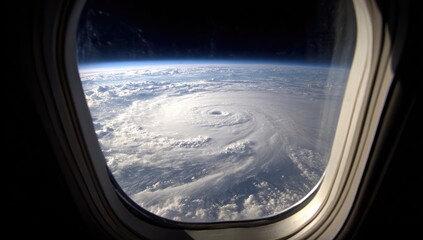Hurricane viewed from airplane window