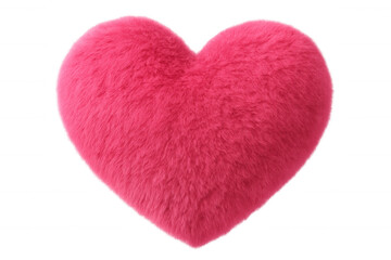 Fluffy pink heart representing romantic emotions, soft pastel color symbolizing tender feelings, transparent background ideal for valentine's graphic design