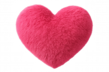 Fluffy pink heart representing romantic emotions, soft pastel color symbolizing tender feelings, transparent background ideal for valentine's graphic design