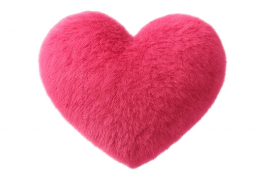 Fluffy pink heart representing romantic emotions, soft pastel color symbolizing tender feelings, transparent background ideal for valentine's graphic design