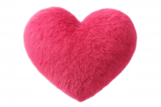Fluffy pink heart representing romantic emotions, soft pastel color symbolizing tender feelings, transparent background ideal for valentine's graphic design