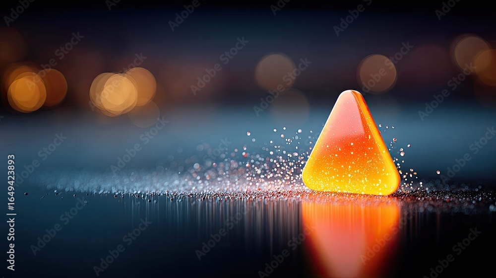 Poster abstract data visualization with a glowing error alert in the center, showing threat detection in cy