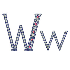 English letter (uppercase and lowercase) from luxury gemstone alphabet isolated on white background