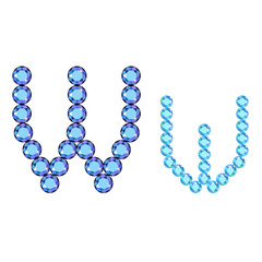 English letter (uppercase and lowercase) from luxury gemstone alphabet isolated on white background