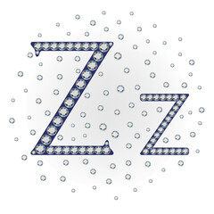 Obraz premium English letter (uppercase and lowercase) from luxury gemstone alphabet isolated on white background