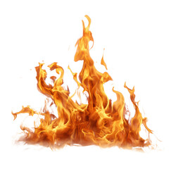 Realistic Orange and Yellow Flames with White Base on Black Background fire burning, Isolated On White, Png Transparent, Cut Out