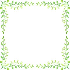 Obraz premium Light green leafy border on white background