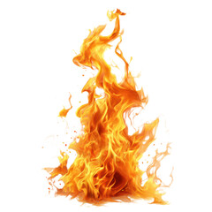 Vibrant Orange Fire Flames with White Sparks on Black Background burning heat, Isolated On White, Png Transparent, Cut Out