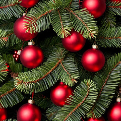 christmas decoration with red baubles isolated  